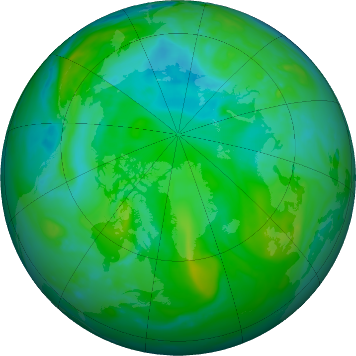 Arctic ozone map for 09 August 2021